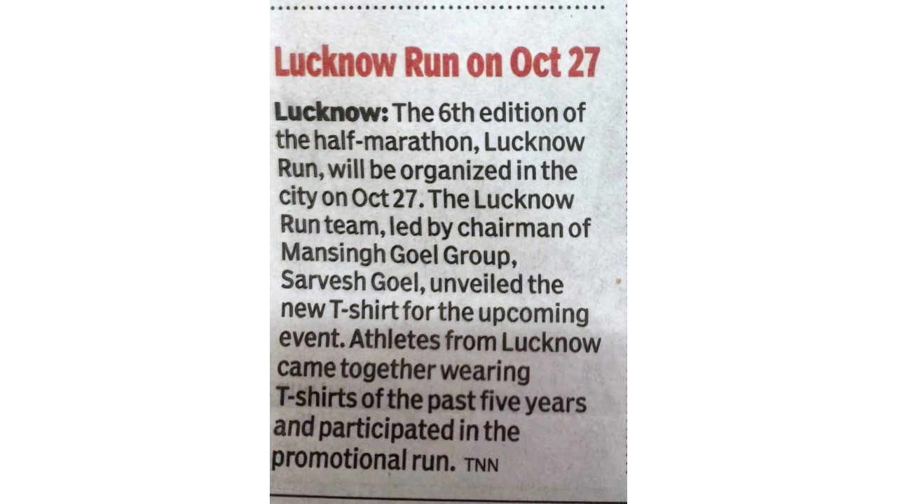 Lucknow Run on Oct 27